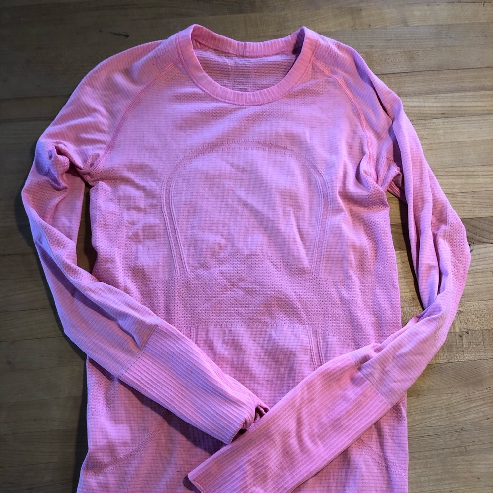 Pink Lululemon Swiftly Tech Long Sleeve Crew